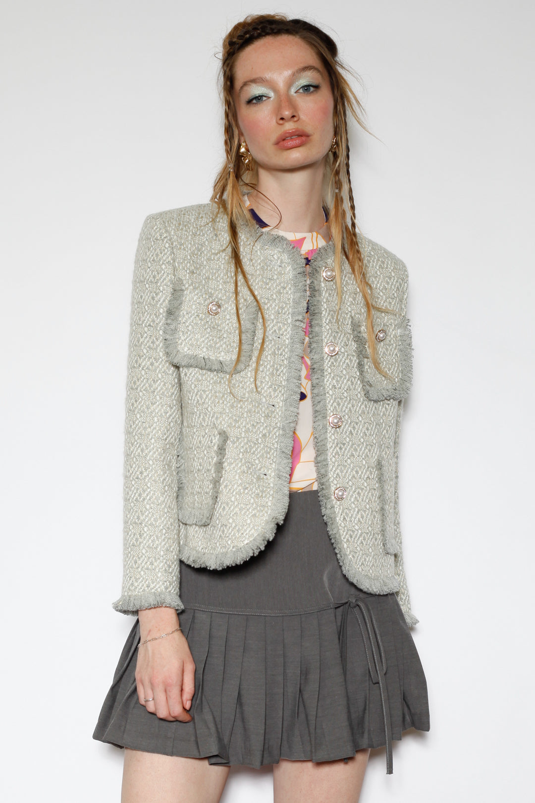 Grey Wool Tweed Blazer
