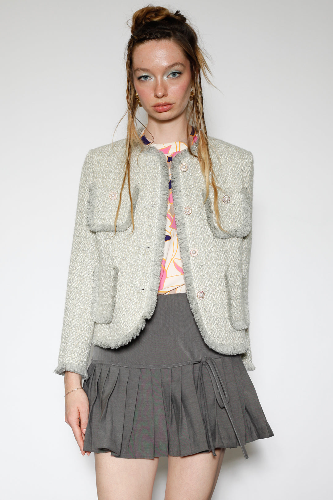 Grey Wool Tweed Blazer