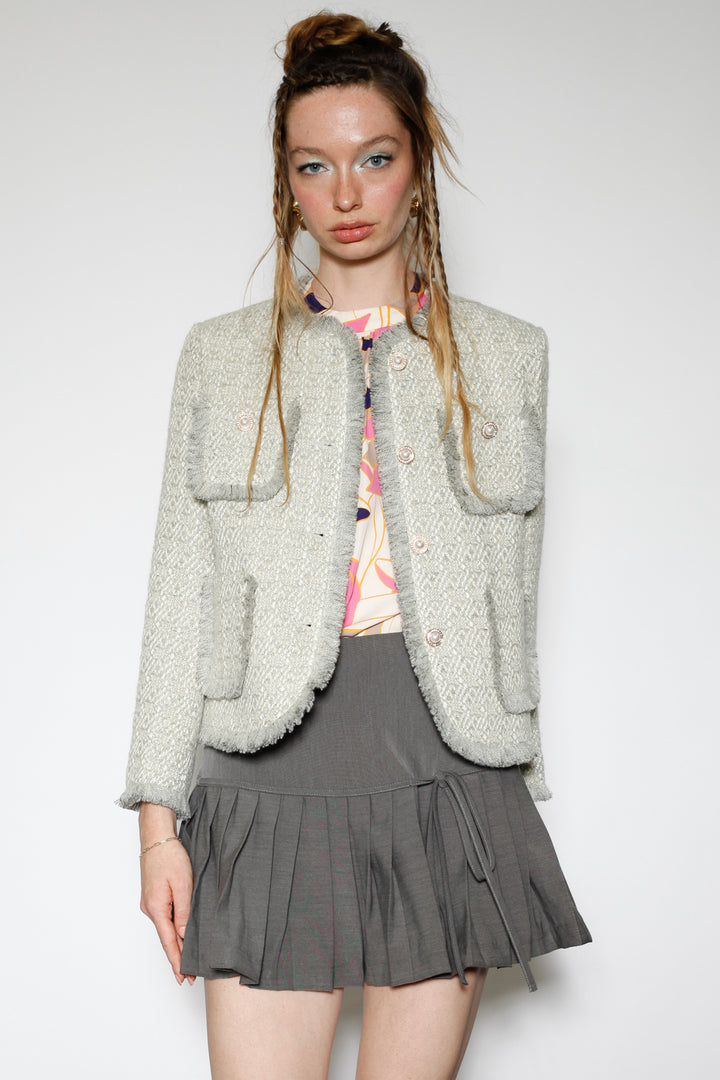 Grey Wool Tweed Blazer