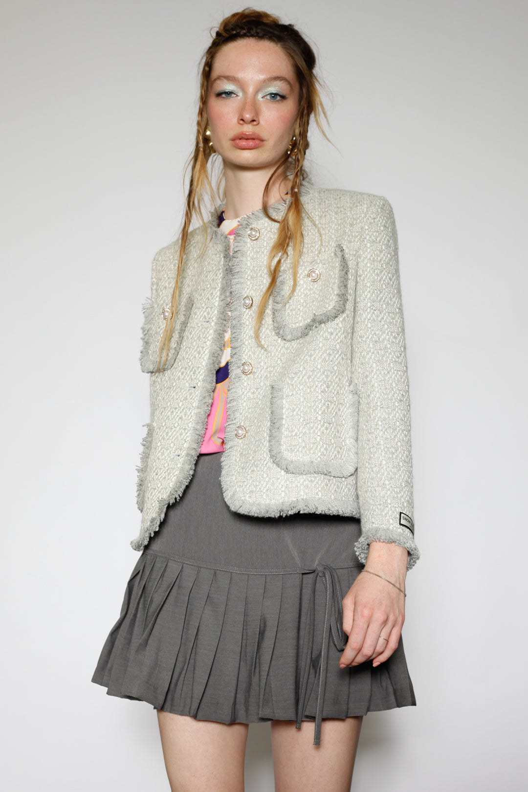 Grey Wool Tweed Blazer