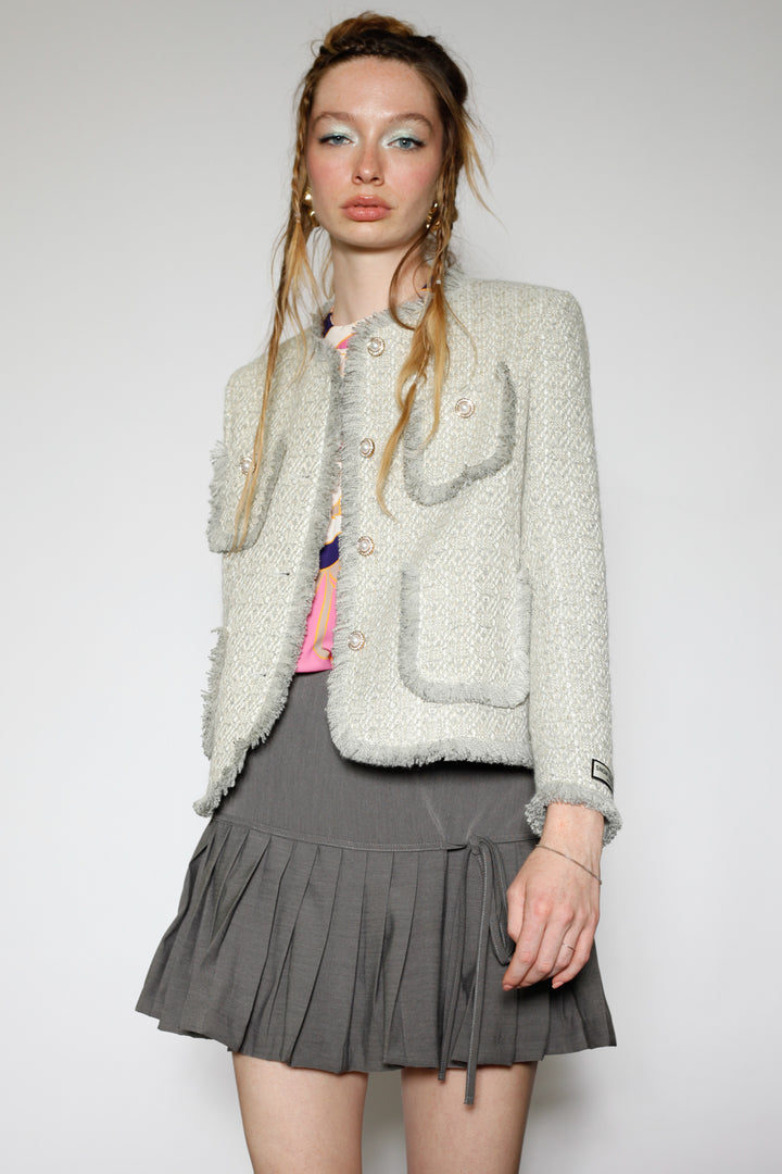 Grey Wool Tweed Blazer