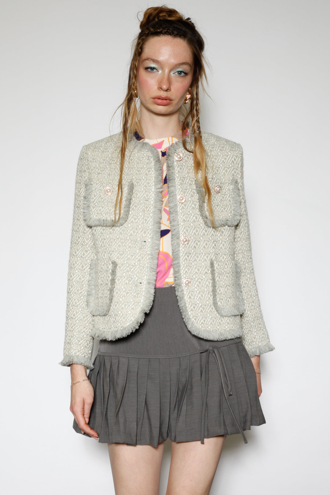 Grey Wool Tweed Blazer