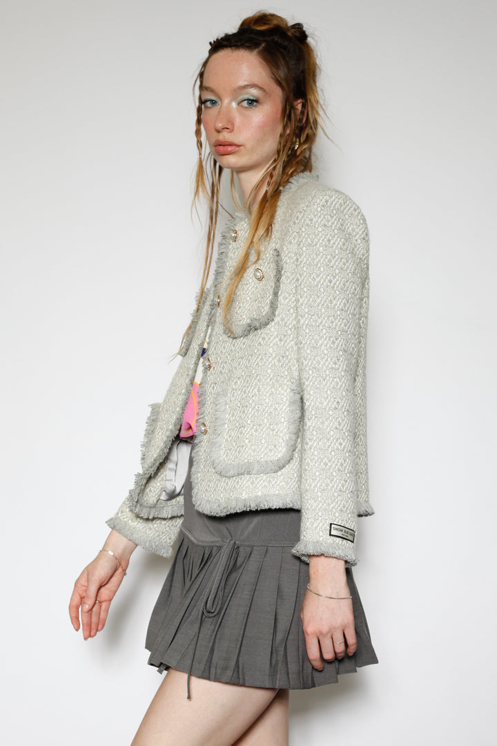 Grey Wool Tweed Blazer