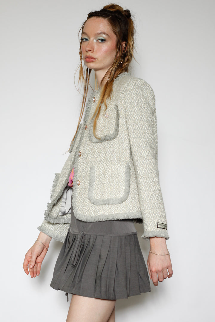 Grey Wool Tweed Blazer