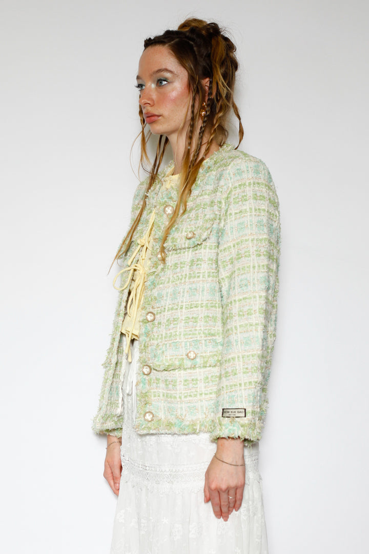 Wool Mint Green Tweed Blazer
