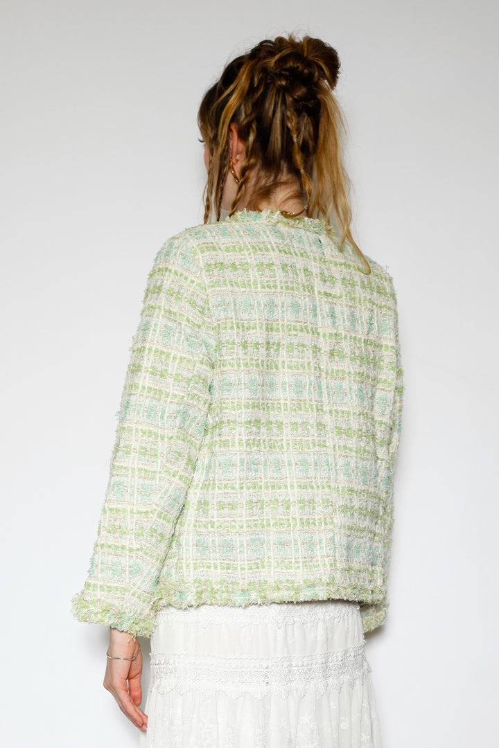 Wool Mint Green Tweed Blazer