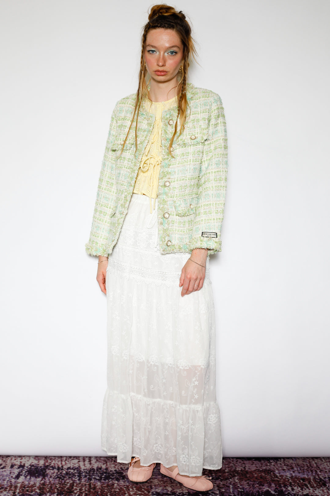 Wool Mint Green Tweed Blazer