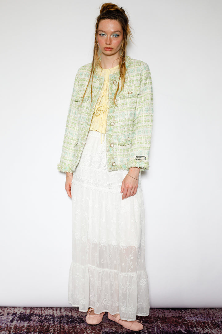 Wool Mint Green Tweed Blazer