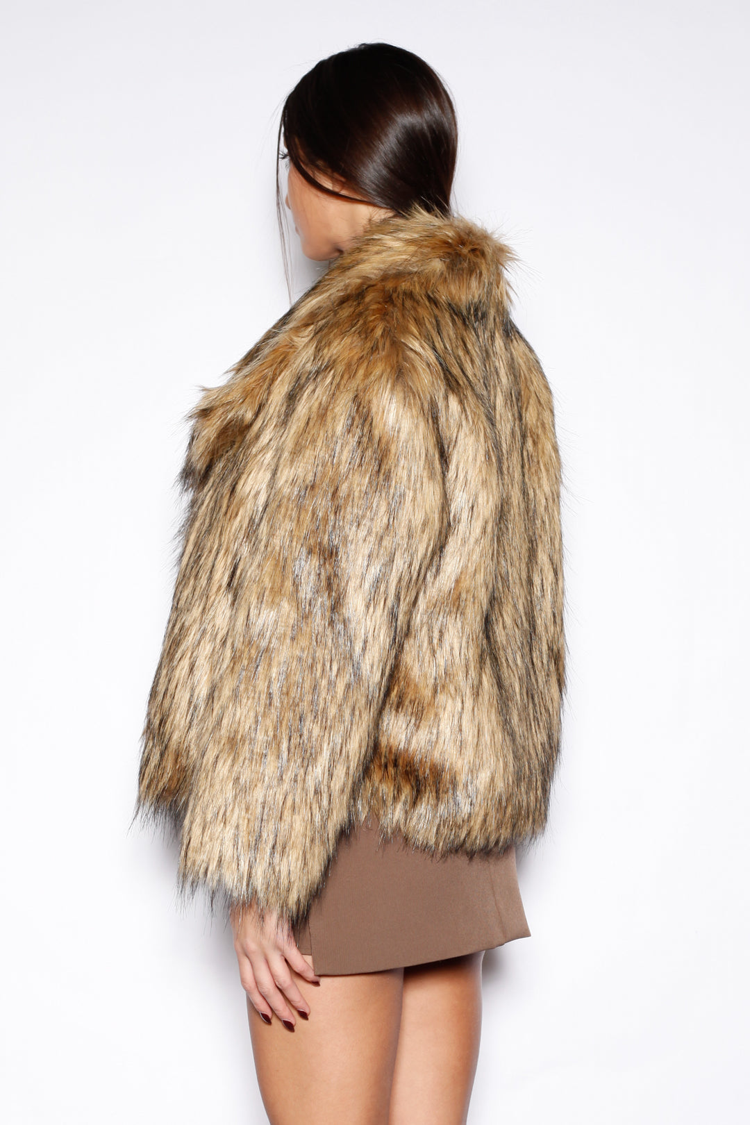 Heavy Wool Black Brown Fur Jacket