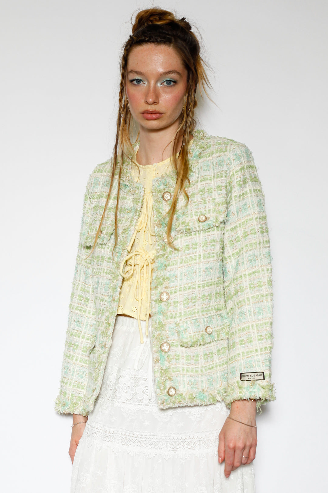 Wool Mint Green Tweed Blazer