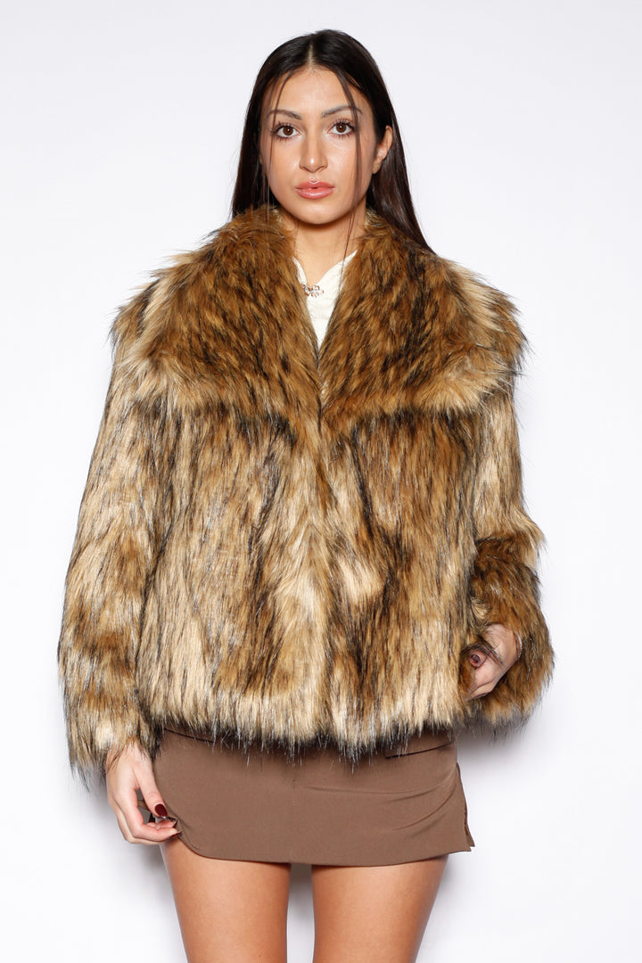 Heavy Wool Black Brown Fur Jacket