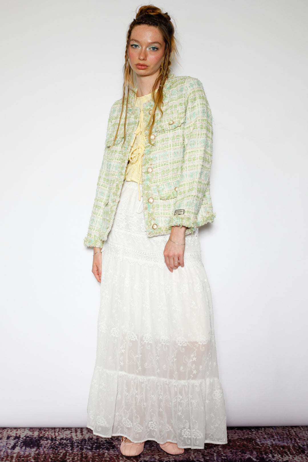 Wool Mint Green Tweed Blazer