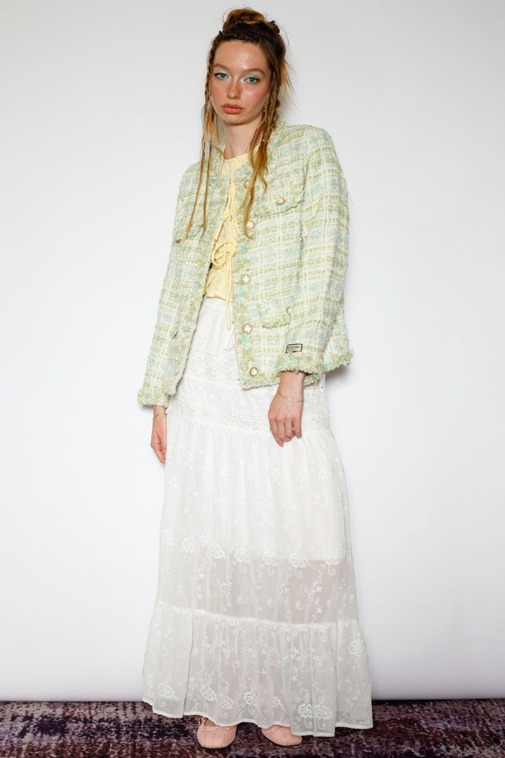 Wool Mint Green Tweed Blazer