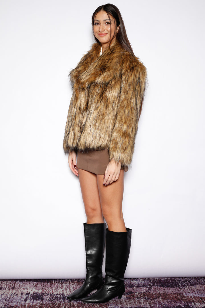 Heavy Wool Black Brown Fur Jacket