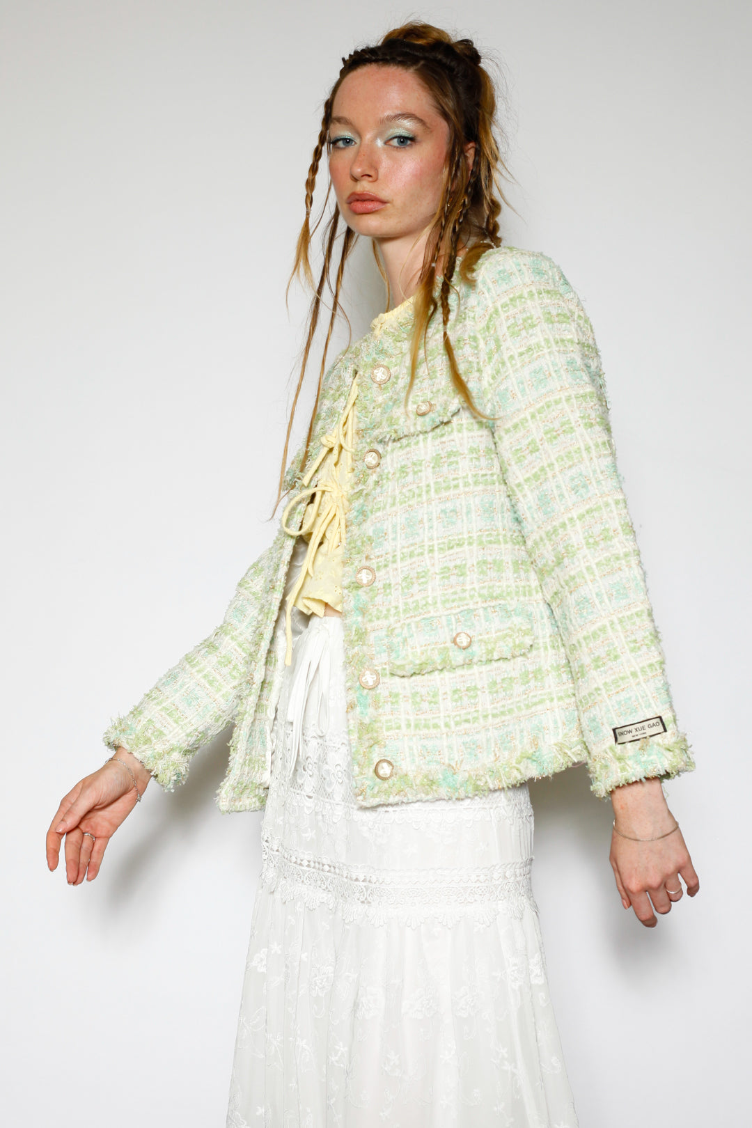 Wool Mint Green Tweed Blazer