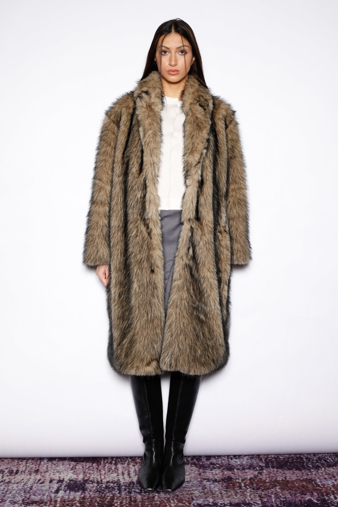 Heavy Wool Dark Brown Fur Coat