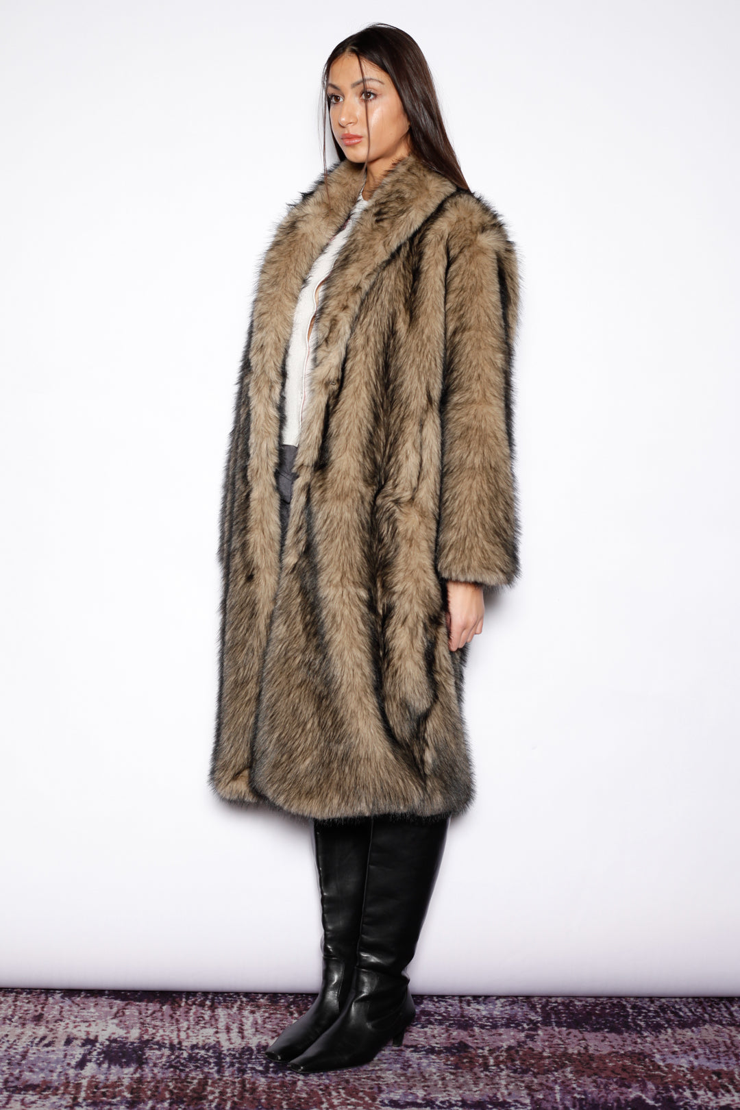 Heavy Wool Dark Brown Fur Coat
