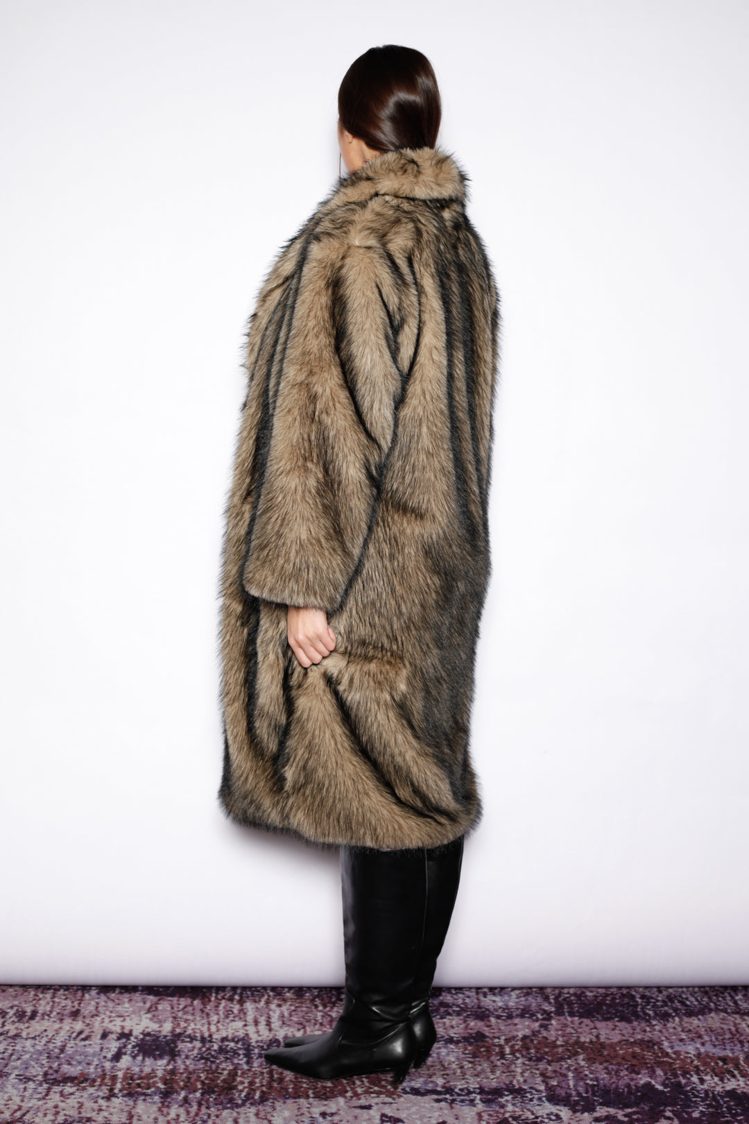 Heavy Wool Dark Brown Fur Coat