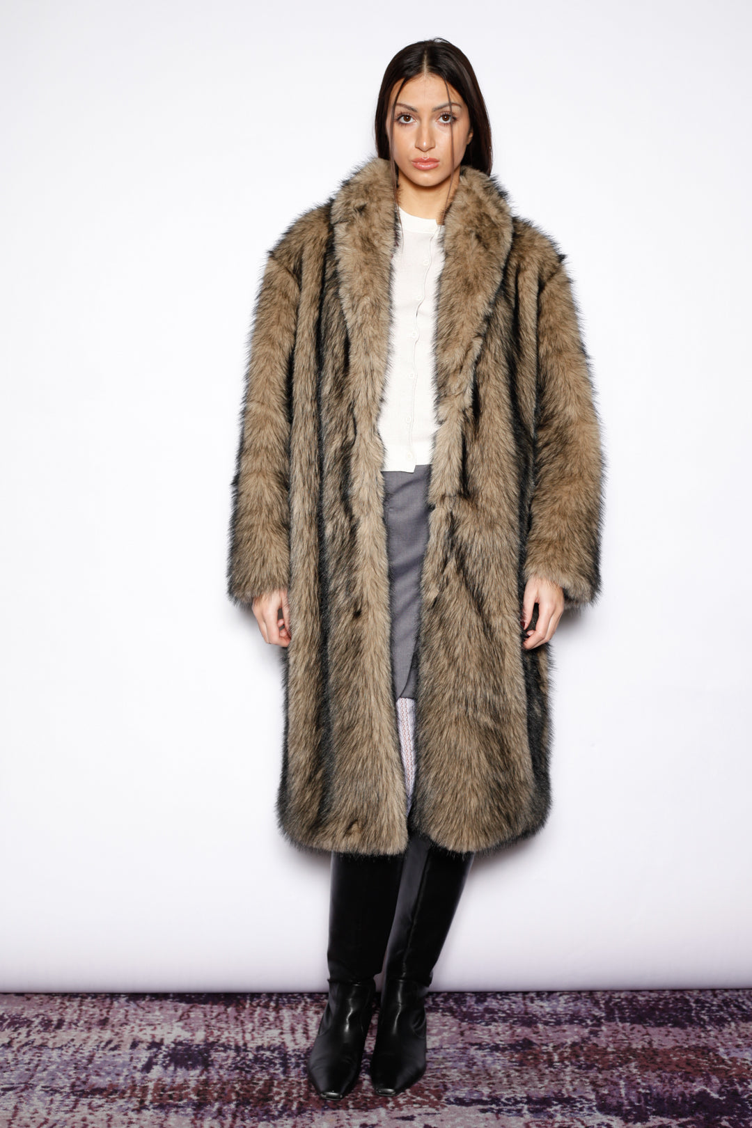 Heavy Wool Dark Brown Fur Coat