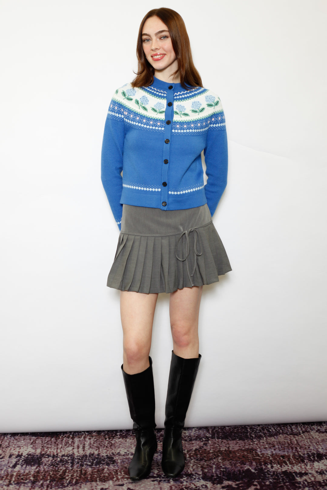 Wool Blue Floral Cardigan