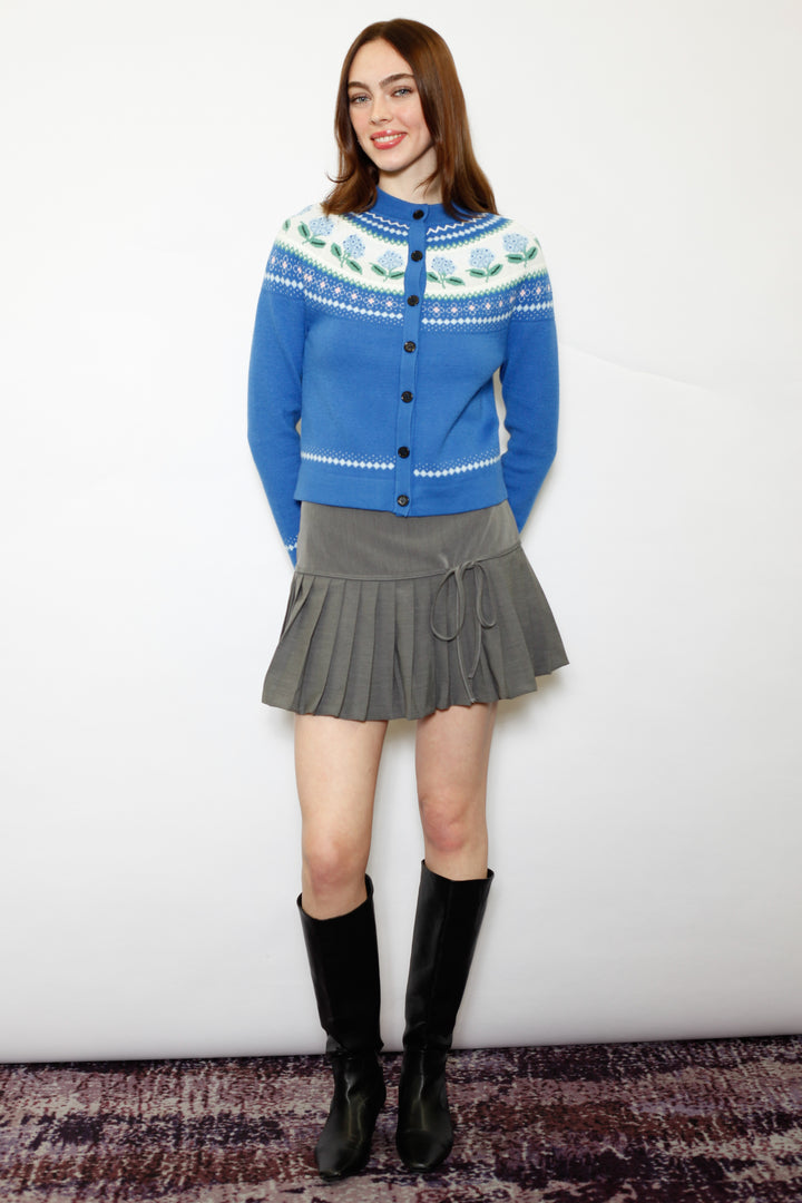 Wool Blue Floral Cardigan