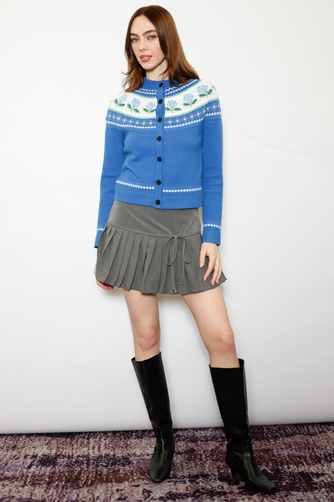 Wool Blue Floral Cardigan