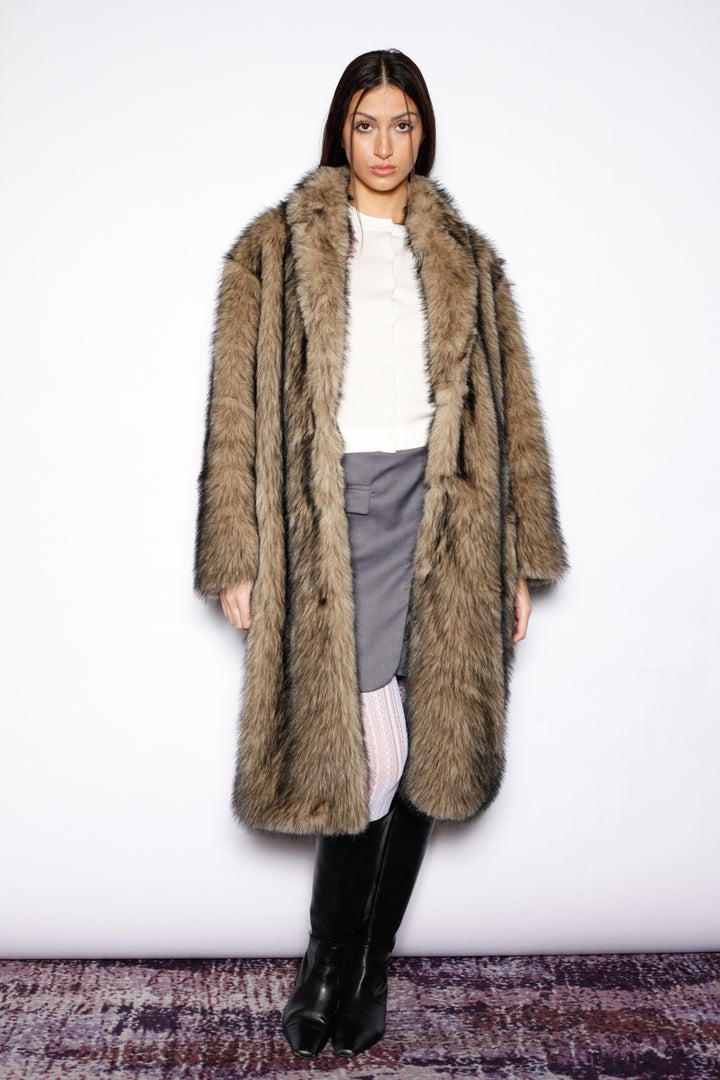 Heavy Wool Dark Brown Fur Coat