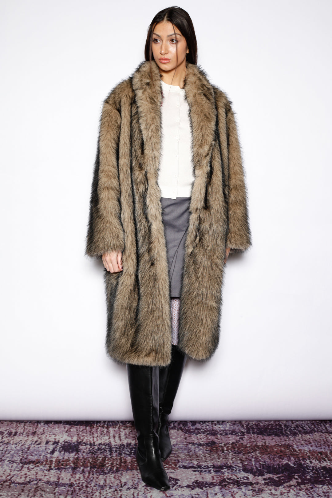 Heavy Wool Dark Brown Fur Coat
