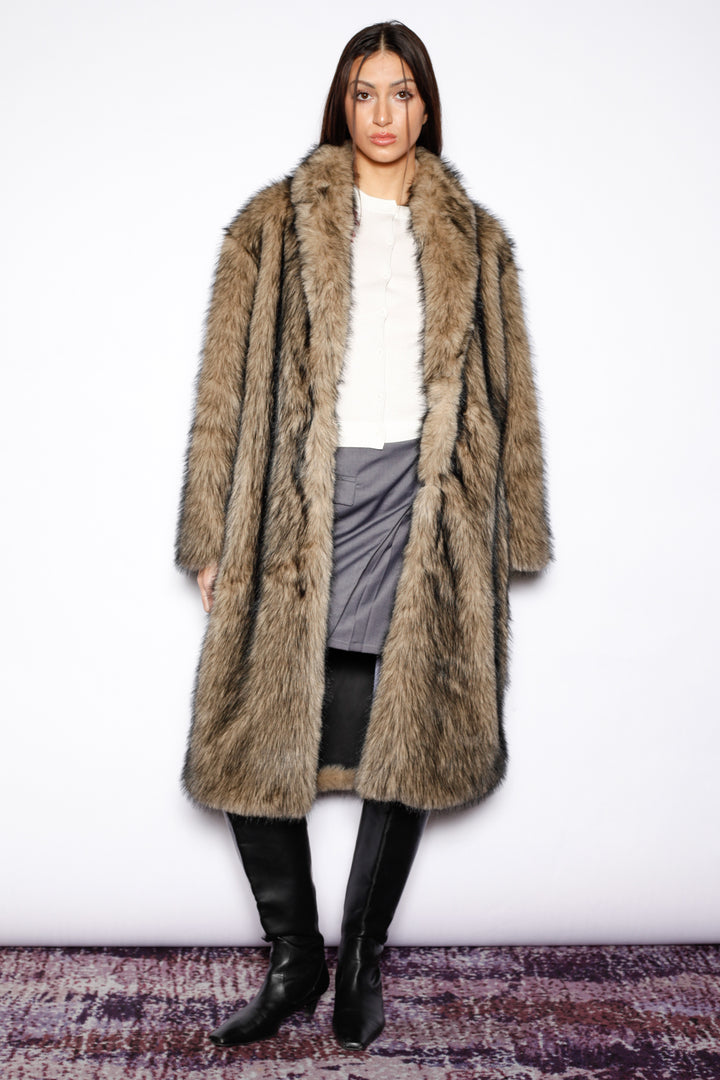 Heavy Wool Dark Brown Fur Coat