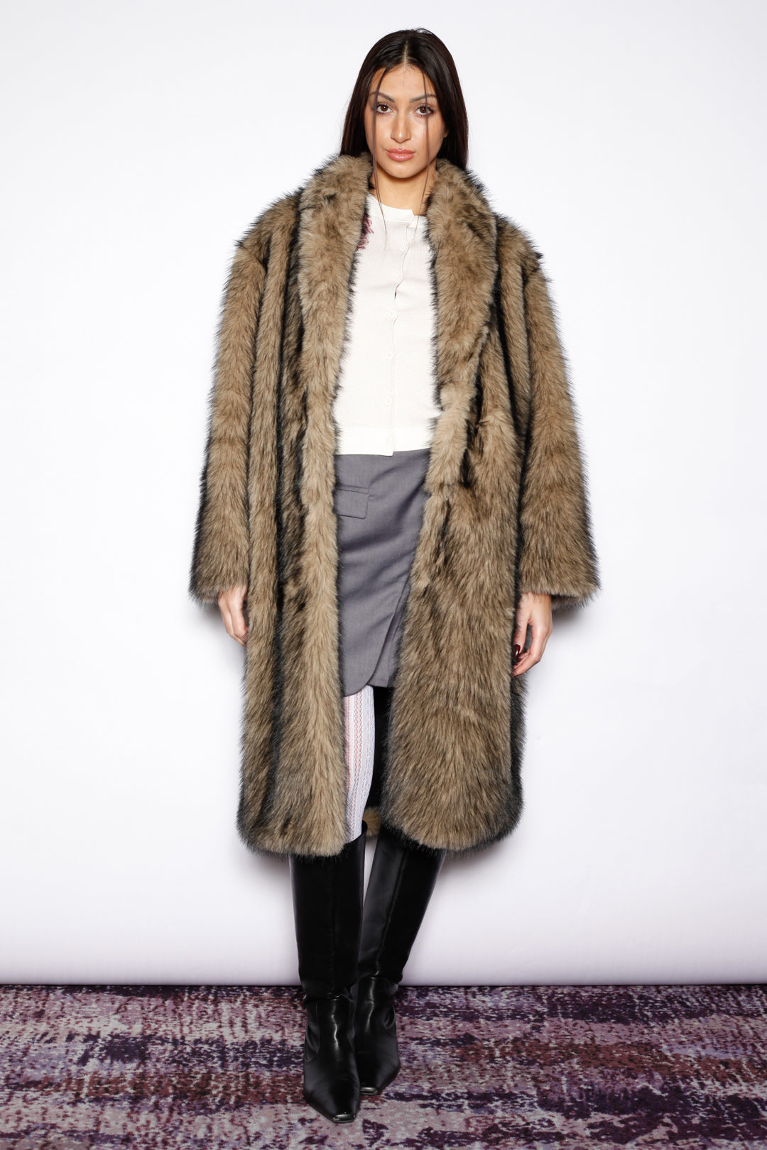 Heavy Wool Dark Brown Fur Coat
