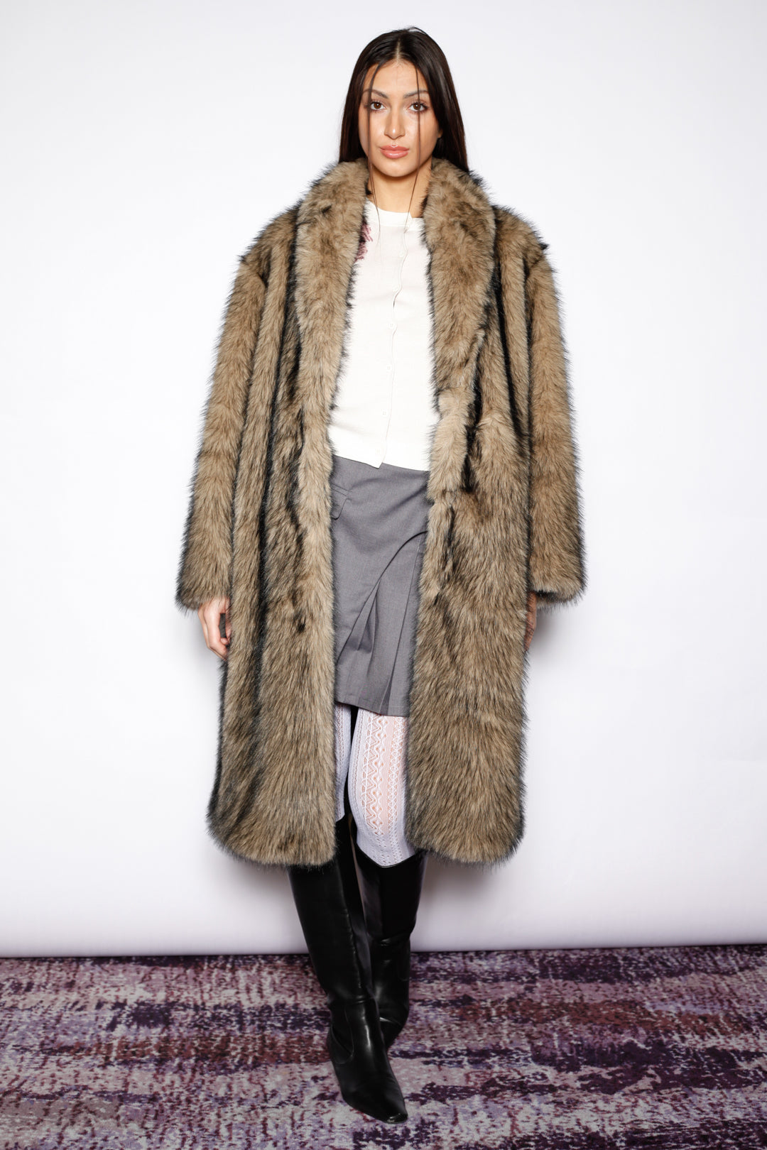 Heavy Wool Dark Brown Fur Coat