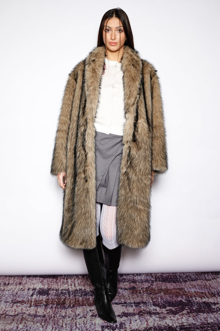 Heavy Wool Dark Brown Fur Coat