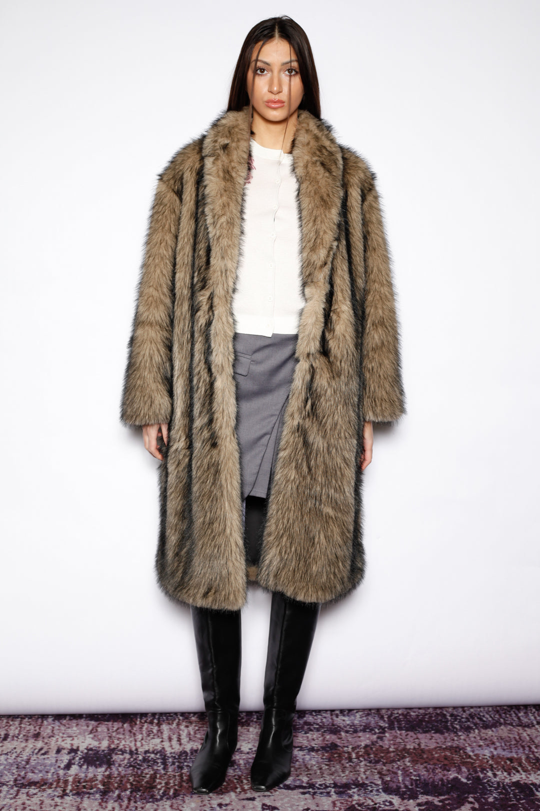 Heavy Wool Dark Brown Fur Coat