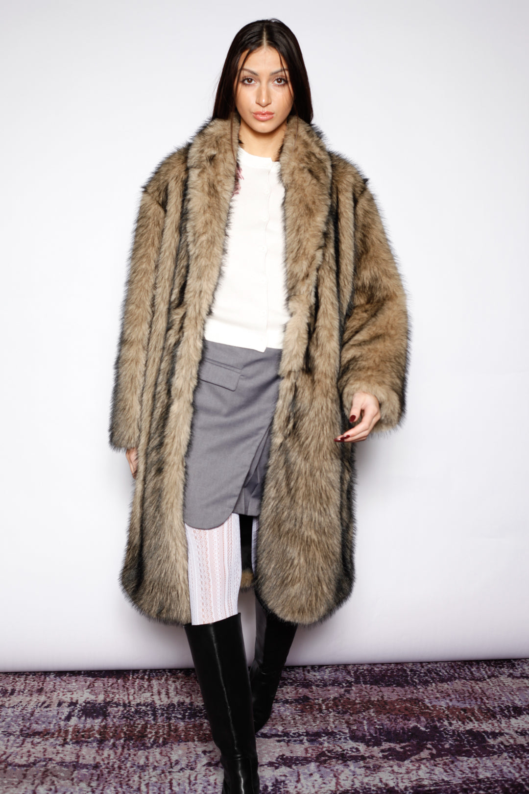 Heavy Wool Dark Brown Fur Coat