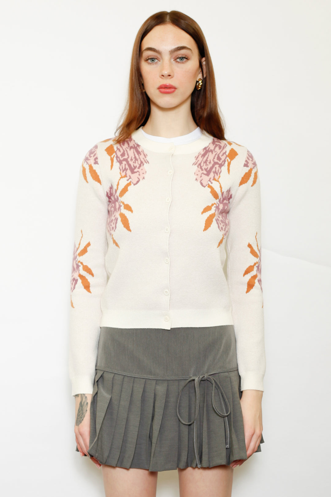 Wool Lilac Floral Cardigan