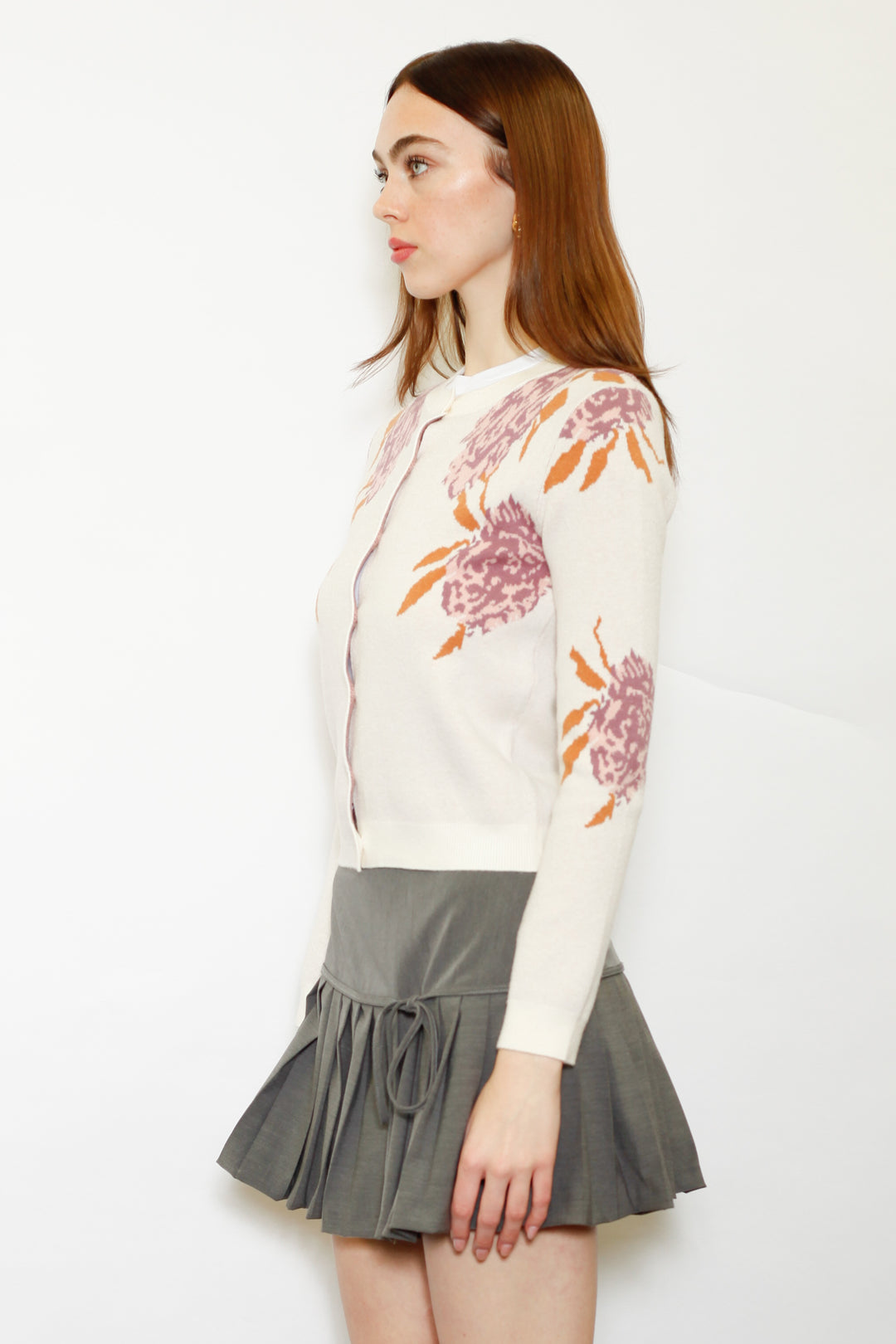 Wool Lilac Floral Cardigan