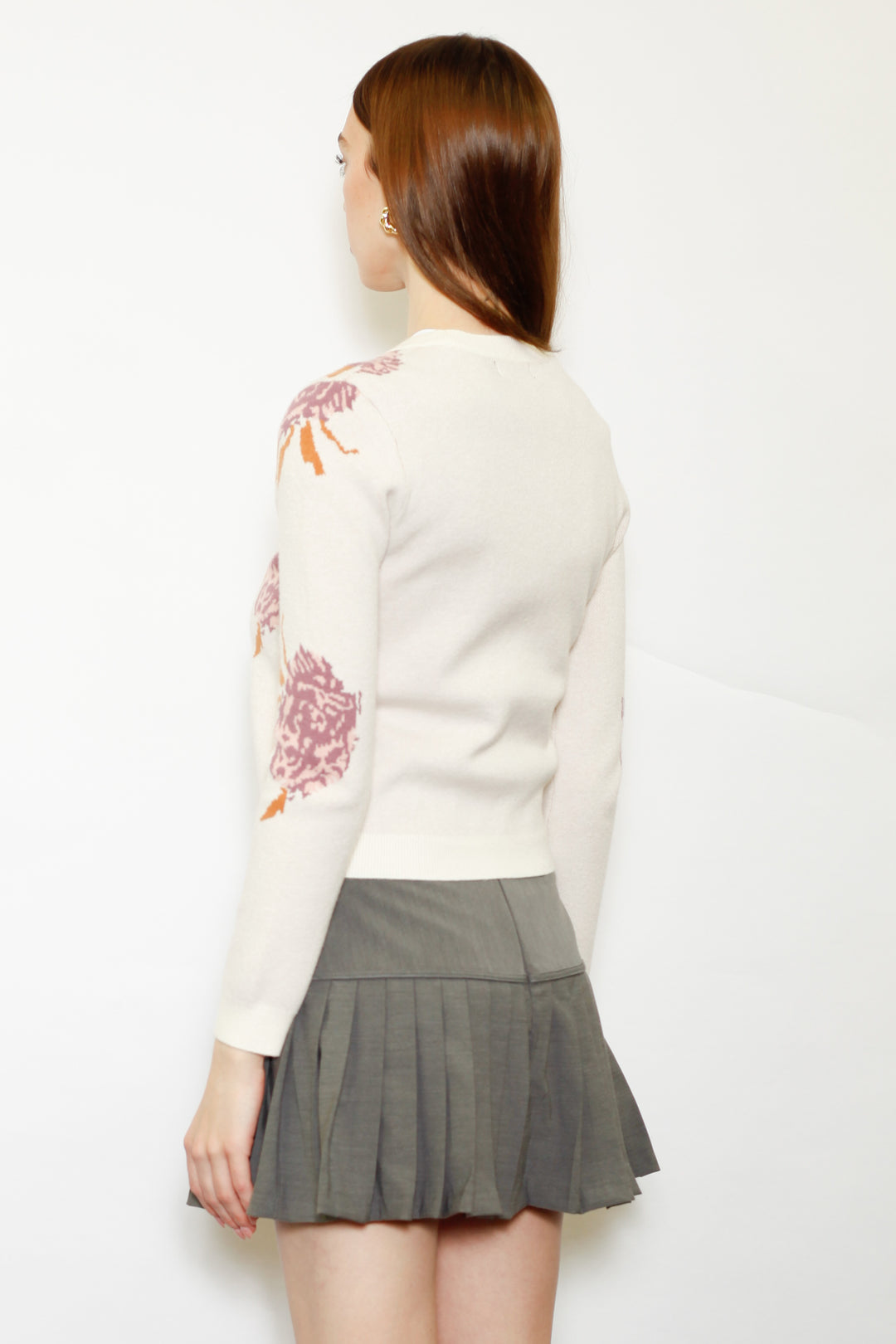 Wool Lilac Floral Cardigan