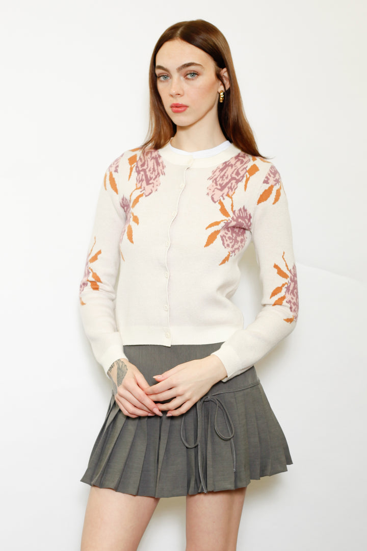 Wool Lilac Floral Cardigan