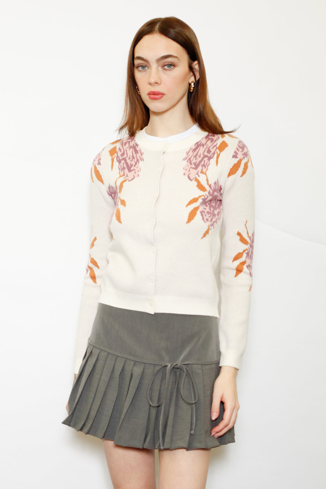 Wool Lilac Floral Cardigan