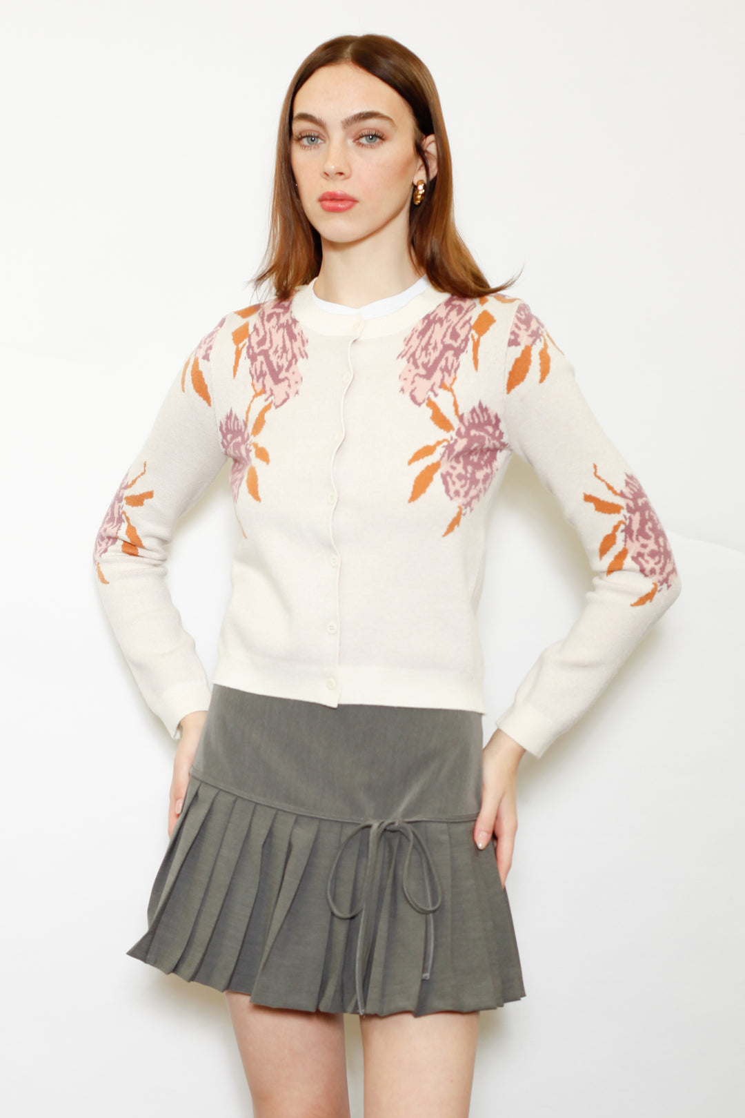 Wool Lilac Floral Cardigan