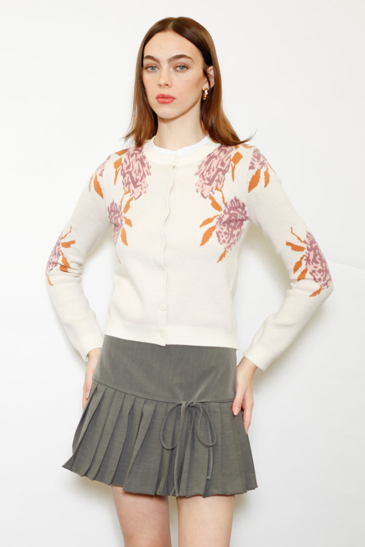 Wool Lilac Floral Cardigan