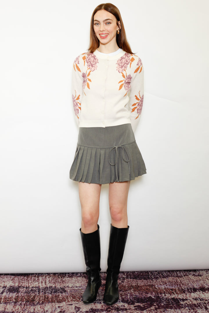 Wool Lilac Floral Cardigan