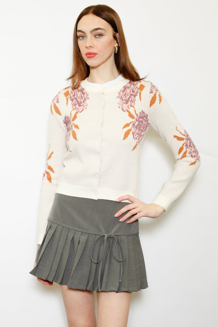 Wool Lilac Floral Cardigan