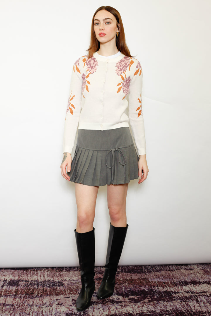 Wool Lilac Floral Cardigan