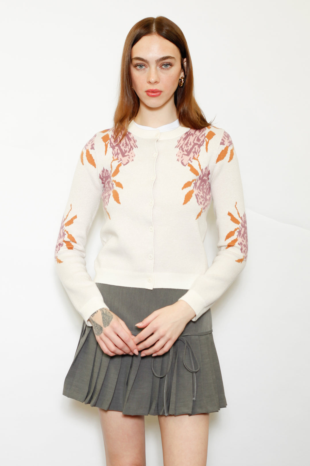 Wool Lilac Floral Cardigan