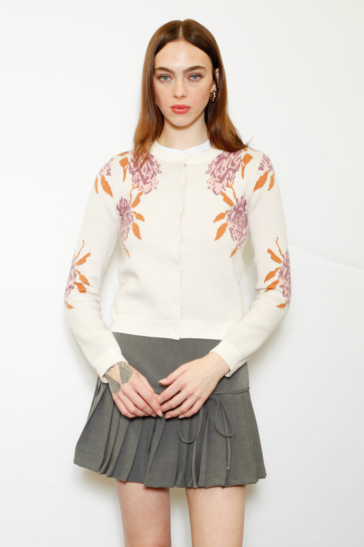 Wool Lilac Floral Cardigan