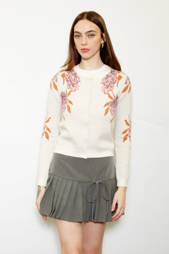 Wool Lilac Floral Cardigan