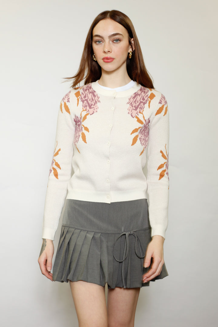 Wool Lilac Floral Cardigan