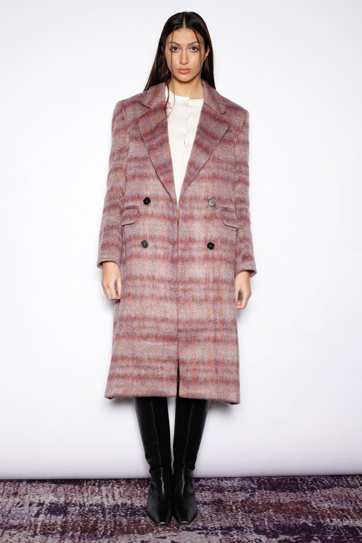 Heavy Wool Blush Red Plaid Coat