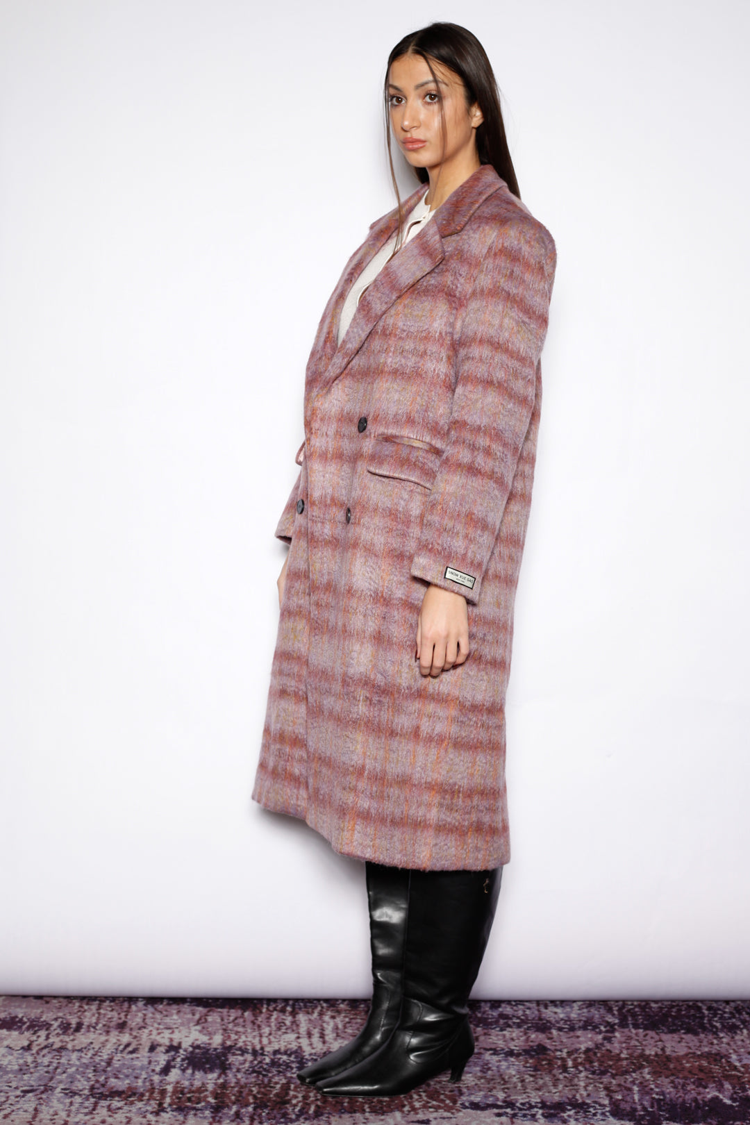Heavy Wool Blush Red Plaid Coat